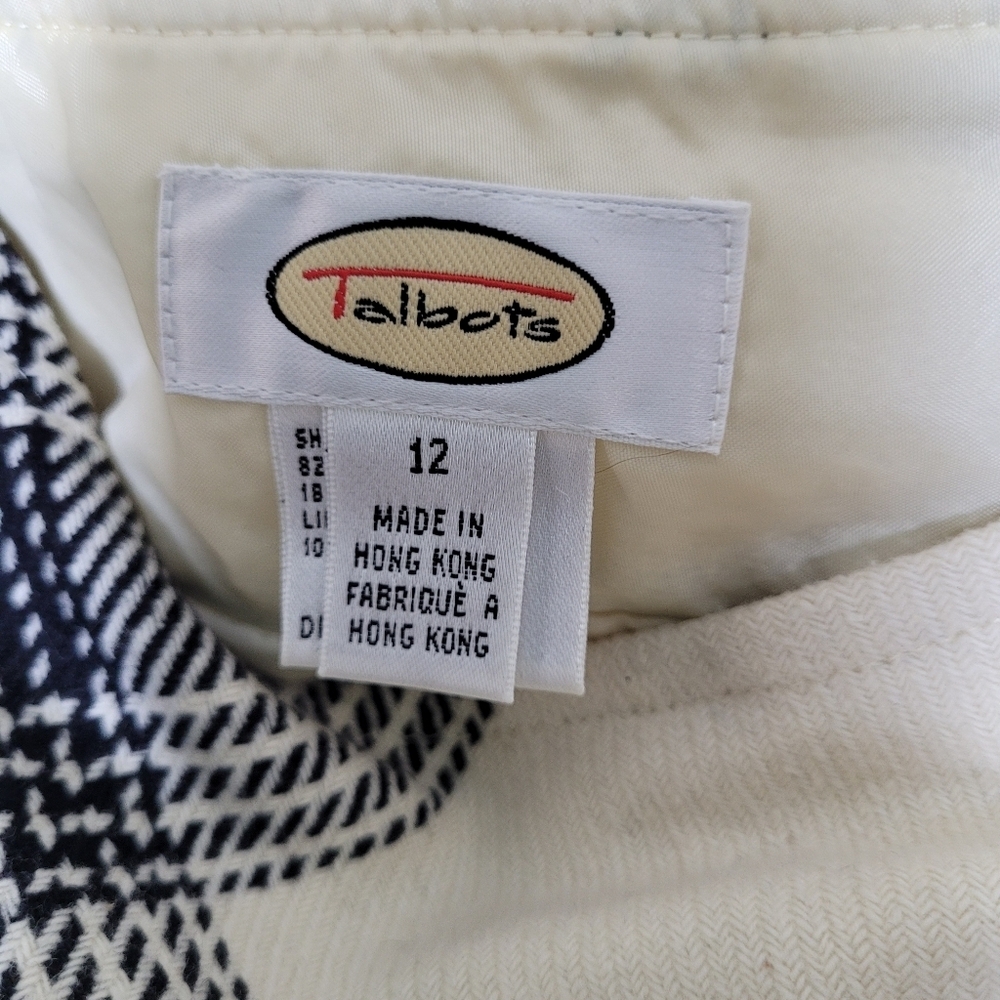 Talbots Vintage Plaid Skirt Size 12 Black & White Knit With Pockets Classic - Picture 7 of 8